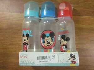 Disney Mickey Mouse SET Of 3 Baby Bottle Stay Cool 9 oz BPA FREE - Picture 1 of 3