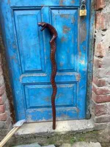 Solid Eva Adam Head snake Vintage Wooden Walking Stick Cane handmade Gift - Picture 1 of 6