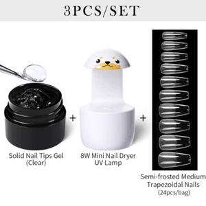 BORN PRETTY Nail Tips Gel 8W UV LED Lamp Acrylic False Tips for Nail Extension