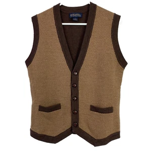 Brooks Brothers cardigan lana merino italiana fine marrone golf maglione gilet grande - Foto 1 di 6