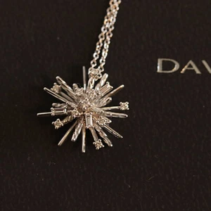 David Jurman NEU 18K Weißgold kleine Supernova Diamant Anhänger Halskette 16-18" - Bild 1 von 12