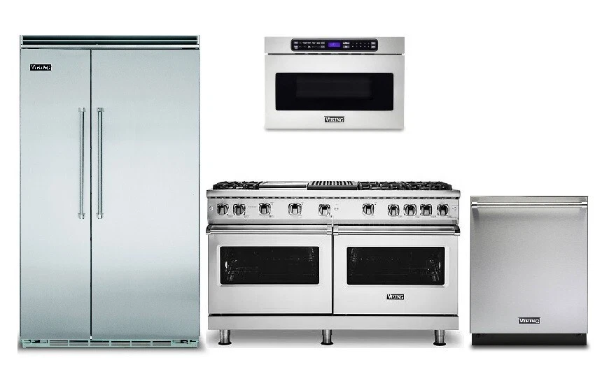 Viking 48" Side-by-Side Refrigerator, 60 Inch Gas Range, Microwave, Dishwasher - Image 1 of 4