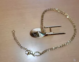 Star Trek USS Enterprise Gold Necklace Space Star Ship 3D Sci Fi Retro 70s 80s - Foto 1 di 13