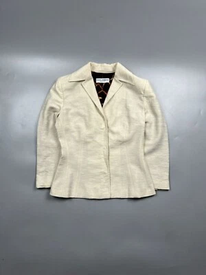 Jaqueta blazer feminina Dolce & Gabbana branca creme curta tweed tamanho IT 42 (Y0760) - Imagem 1 de 4