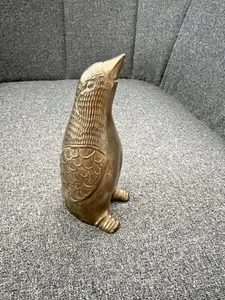 Vintage 70s Brass Penguin 5” Paperweight, Figurine Mid Century - Picture 1 of 6