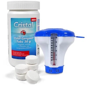 CRISTAL Chlor-Langzeit-Minitab 20g + Dosierschwimmer mit Thermometer Pool BAYROL - Bild 1 von 8