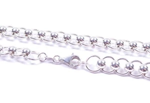 Cadena de Collar Rollerball Plata Esterlina 925 Sello Inglés 17,5 Pulgadas - Imagen 1 de 8
