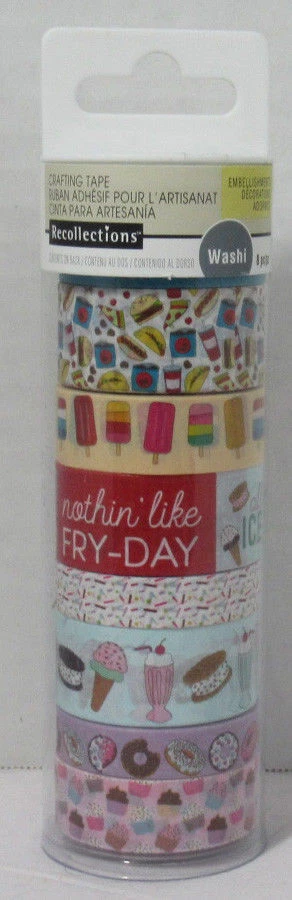 Recollections Washi Crafting Tape FOOD Ice Cream Donuts Hot Dog Pizza Taco 8 pcs - Image 1 of 4