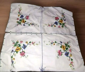 80 x 64 Zoll handbestickte Tischdecke Morning Glorys Kreuzstich + 8 Servietten - Bild 1 von 7