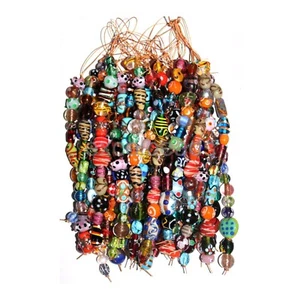 25 Strands Lamp work Beads Mixed Style & Colors, Handmade Glass Jewelry Beads. - Picture 1 of 4