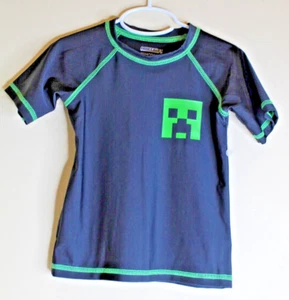 Minecraft Boys Short Sleeve Rash Guard Swim Shirt, XS, UPF 50+ - Picture 1 of 4