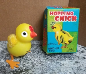 Vintage Tin Wind-Up Toy Fuji Press Kogyosho Co Hopping Chick 593 w box Japan NIB - Picture 1 of 7