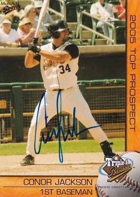Tarjeta firmada por Conor Jackson 2005 PCL Top Prospects #16 Arizona Diamondbacks Foto 1 de 3