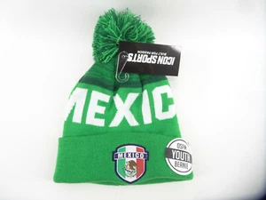 Icon Sports Mexico Flag Knit Youth Beanie Winter Cap Hat NWT OSFM - Picture 1 of 3