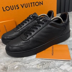 Authentic Louis Vuitton Rivoli Sneakers Low Top Black Leather 7 LV 8 US 41 EUR - Picture 1 of 12