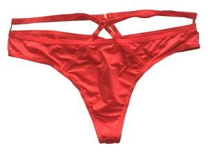 Sexy Tanga Bragas Victorias Secret Rojo Sedoso con Tirantes Recortados M Acentos Metálicos - Imagen 1 de 12