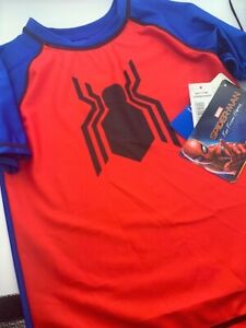 Marvel Spider-Man Kids Rashguard Short Sleeved Swim Shirt Size 7
