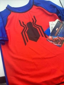 Marvel Spider-Man Kids Rashguard Short Sleeved Swim Shirt Size 7 - Picture 1 of 5
