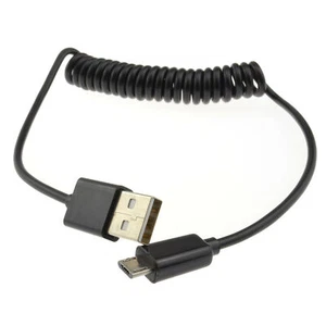 Cable cargador de datos USB 2.0 A a MICRO B blindado en espiral teléfono/tableta NEGRO/BLANCO - Imagen 1 de 11