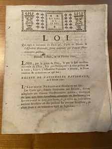 Révolution / Louis XVI / Traitement des Curés remplacés / 1791, Foix (Ariége) - Imagen 1 de 3