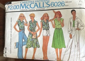 McCalls 6026 Sewing Pattern Misses Jacket Or Top Skirt Shorts Pants Sz 8 UNCUT - Picture 1 of 2