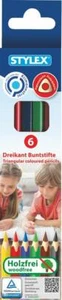 6 Dreikant Buntstifte Malstifte holzfrei lang lackiert ergonomische Dreikantform - Bild 1 von 2