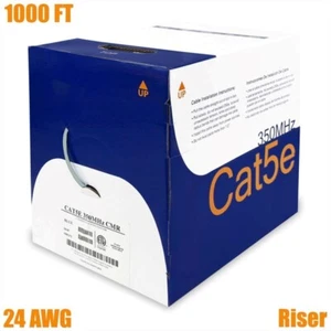 1000FT Cat5E Ethernet LAN Network UTP Cable Riser COPPER Solid Bulk Wire Gray - Picture 1 of 1