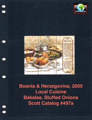 $6.50 Scott Value - 2005 BOSNIA Food s/s Cuisine Baklava Tradition CV MNH NH UM - Image 1 of 4