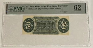 50c Fifty Cent 3rd Issue, Fractional Fr# 1358 Currency ~ Narrow Margins Specimen - Picture 1 of 6