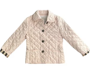 Burberry Jacket Nova Plaid Check Diamond Quilted Pink Jacket Coat Children Sz 4 - Picture 1 of 10