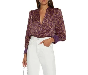 $350 Alice + Olivia Sheila Floral Print Burnout Satin Blouse Sz M - Picture 1 of 6