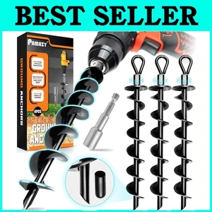 15-Inch Ground Anchors with Screw-In Design for Trampolines & Canopies - 4 Pack - Picture 1 of 9
