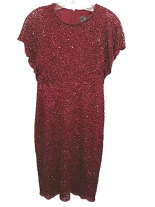 Vestido Midi Adriana Papell Lentejuelas Cuentas Talla 0 Pequeño Vacaciones Navidad Año Nuevo - Imagen 1 de 16
