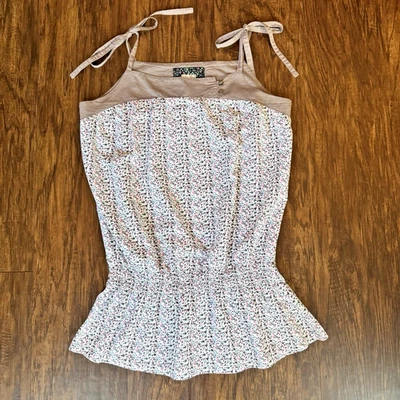 Element Women’s Peplum Camisole Cotton Top Micro Floral  Size M Boho Coquette - Image 1 of 4