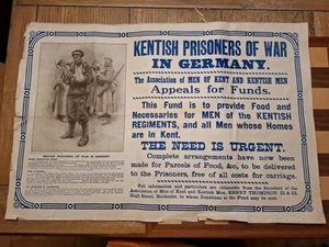 RARE Original WWI World War I Kentish Prisoners of War in Germany Poster 30x20"* - Picture 1 of 11