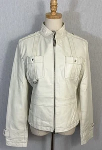 Wilsons Leder weiß Leder Motorrad Motorrad Jacke - Bild 1 von 8