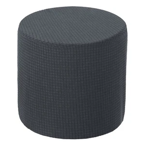 Ottoman Cover Round, Stretch Ottoman Slipcover Fit 9.8"-12.6" Dark Grey - Picture 1 of 6