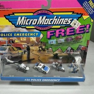 1994 Micro Machine #34 POLICE EMERGENCY w/ 4 Mini's Galoob - NEW / Sealed - Picture 1 of 3