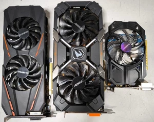 Lot of 3 GIGABYTE GeForce GTX 1060 GTX 750 Ti Radeon RX 580 Not Working For Part - Picture 1 of 11