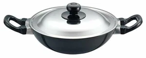 Futura Nonstick Deep Wok/Kadai Fry Pan 1.5 L 22cm Round Bottom With Lid Cookware - Picture 1 of 9