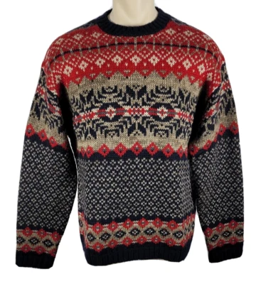 Suéter grueso de lana de esquí Abercrombie & Fitch azul marino gris tostado rojo talla grande para hombre Foto 1 de 3