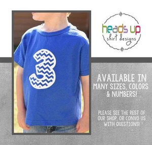 Geburtstag 3 Shirt Kleinkind Junge/Mädchen drei T-Shirt 3. Geburtstag Chevron dritte Kinder - Bild 1 von 3