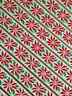 VTG MERRY CHRISTMAS WRAPPING PAPER GIFT WRAP 1960 NOS ON RED WITH GOLD STARS