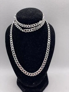 COLLANA ARGENTO STERLING MASSICCIO 925 VINTAGE RETRÒ CORDOLO MAGLIA CATENA 24" POLLICI 19,2G - Foto 1 di 4