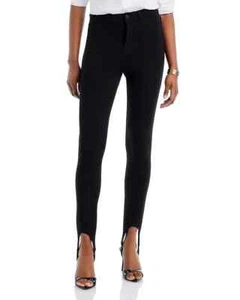 L'AGENCE Rider High Rise Stirrup Skinny Jeans Women's 32 Black Pocket Button Zip - Picture 1 of 18