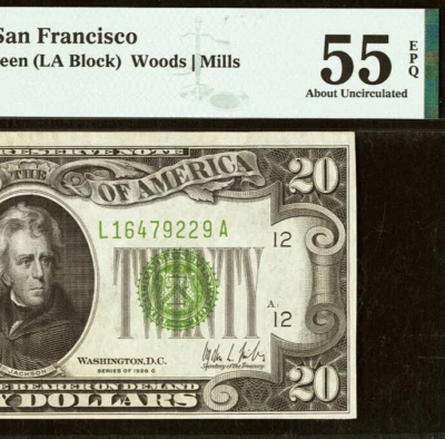 1928C $20 Federal Reserve Note PMG 55EPQ - Gold on Demand - Rare San Francisco - Image 1 of 3