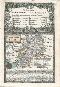 Antique map, Ogilby / Bowen, Glocestershire / The Road from Salisbury to Campden - Picture 1 of 2