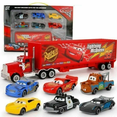 7PCS Cars 2 Lightning McQueen Racer Car Mack Truck Kids Toy Gift