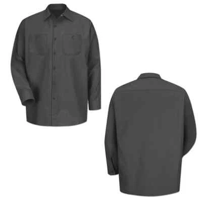 Red Kap Work Shirt Solid Color 2 Pocket Men's Industrial Uniform Long Sleeve - Image 1 of 4