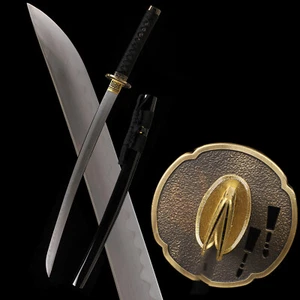 30'' T10 Steel Clay Tempered Japanese Samurai Katana Wakizashi Sword Full Tang - Picture 1 of 14